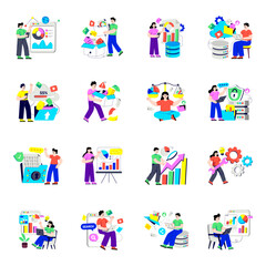 Fototapeta premium Set of Data Flat Illustrations 