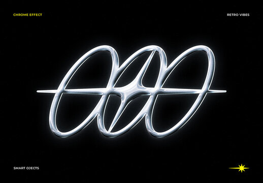 Retro Chrome Text Effect Mockup