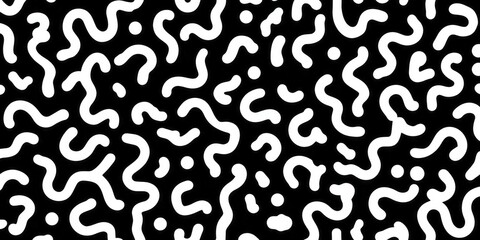 Monochrome abstract pattern featuring continuous, looping, rounded shapes against a dark background