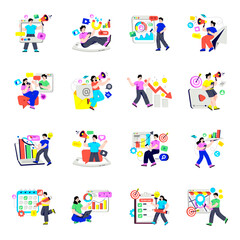 Fototapeta premium Set of Digital Marketing Flat Illustrations 