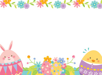 イースターエッグとうさぎのかわいいフレーム © imoan