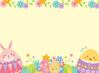 イースターエッグとうさぎのかわいいフレーム © imoan