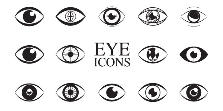 Eye icons collection unique artistic designs for creative and symbolic themes