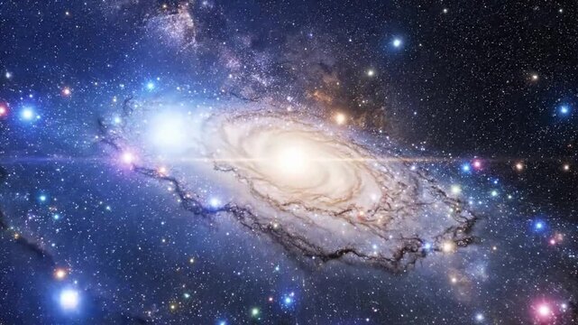 Explore the Andromeda Galaxy and its bright stars and clusters in deep space