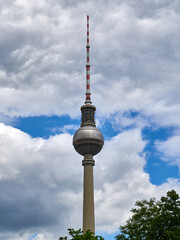 Naklejka premium Berlin Cityscape with Fernsehturm TV Tower and Historic Building