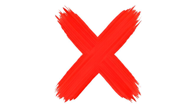 A large red x mark isolated on transparent background