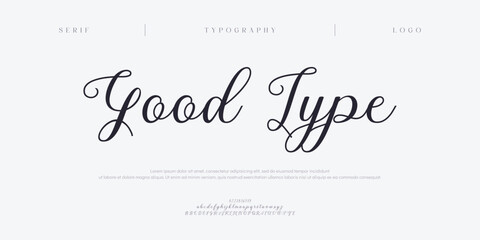 Good Type, Script premium luxury elegant alphabet letters and numbers. Elegant wedding typography classic serif font decorative vintage retro. Creative vector illustration  © Gizmo Design