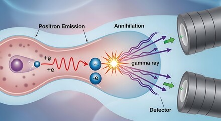 Fototapeta premium Positron Emission Process in Medical Imaging Technology.