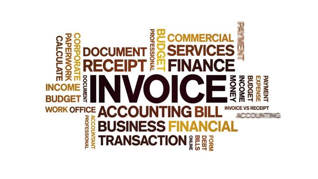 invoice animated word cloud-text design animation tag kinetic typography seamless loop.