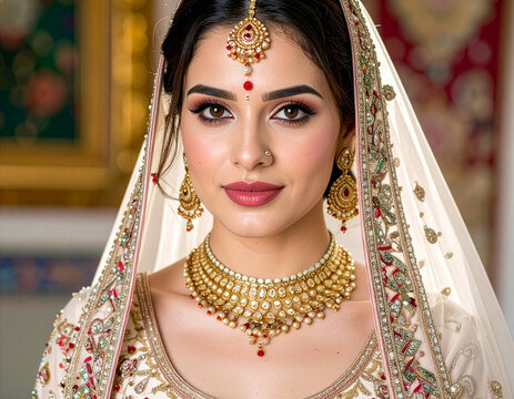 Pakistani bride:A Portrait of a Stunning Bride in Traditional South Asian Attire
