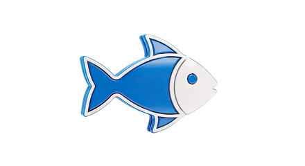 Blue and White 3D Fish Icon