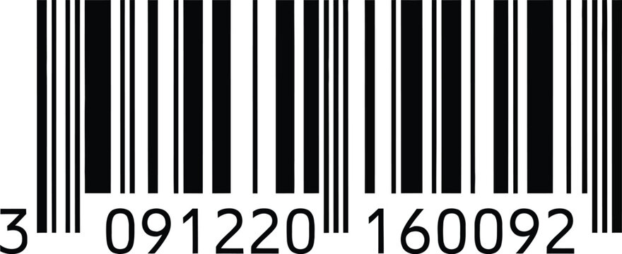 Close up of a standard retail barcode with black vertical lines and numeric values below.