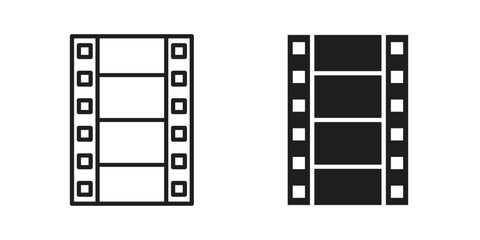 Obraz premium Negative film icon in a simple, black and white style.