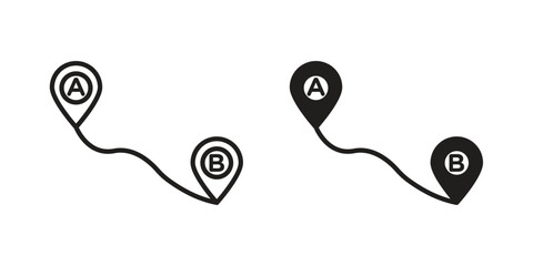Path A to B icon in a simple, black and white style. © Dingdong
