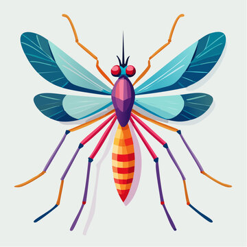 Illustration color&eacute;e d'un moustique isol&eacute; sur fond blanc