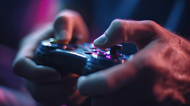 Person Playing Video Game with Controller.
