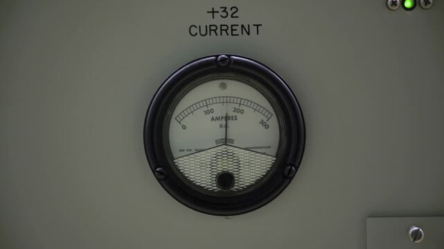 Close-up of Ammeter Measuring Electric Current in Amperes