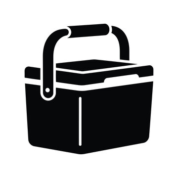 Black and white cooler box vector icon Vector