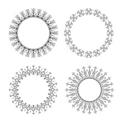 Tribal circular geometric ornament frame set collection seamless design