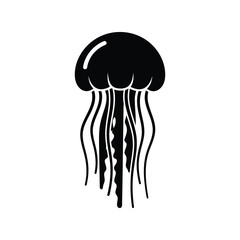 Black jellyfish vector icon, simple ocean animal illustration Vector © alien AZ