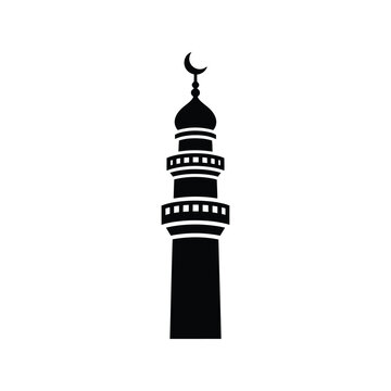 Islamic mosque minaret vector icon, black and white Vector