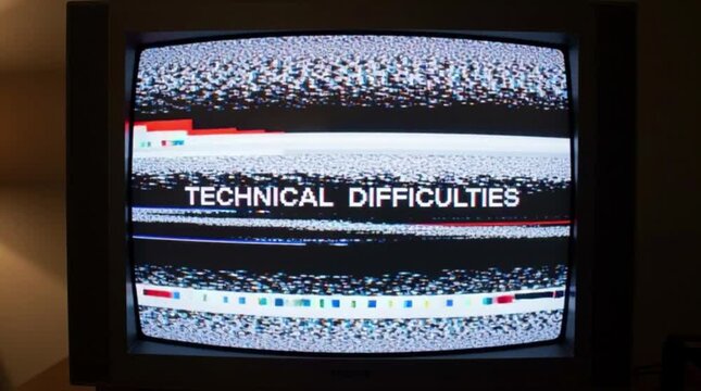 Static digital interference on the television screen due to technical issues