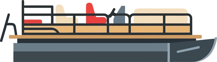 Modern Pontoon Boat Vector Illustration for Summer Recreation and Water Activities © Taslima