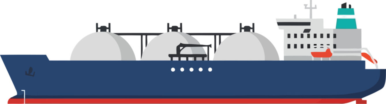 Modern LNG Tanker Ship Vector Illustration for Energy Transport and Maritime Industry