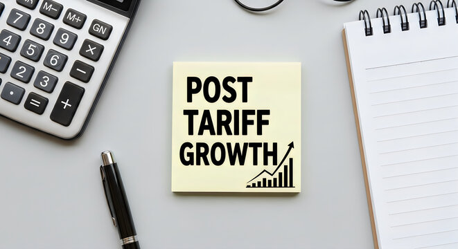Analyzing financial growth metrics post tariff adjustments with a calculator and notebook