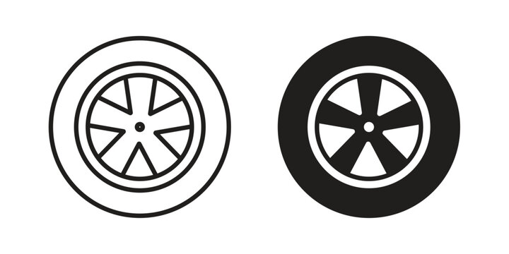 Car wheel icon in a simple line art style. EPS10