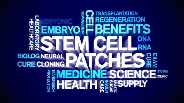 Stem Cell Patches animated word cloud-text design animation tag kinetic typography seamless loop.