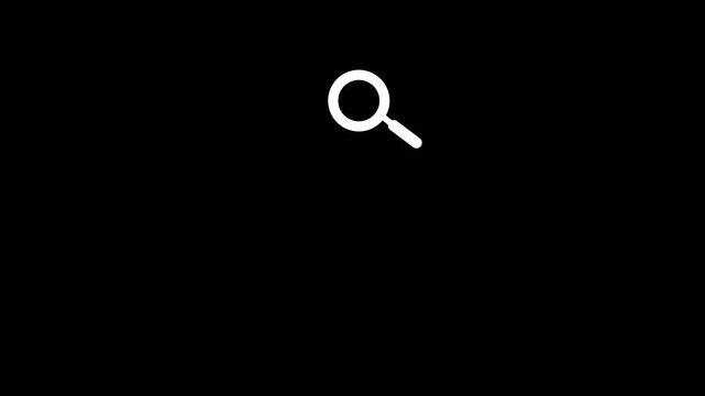  Magnifying Glass Icon on transparent background   search. Magnifying glass search icon with alpha channel  animation in 4K animation 