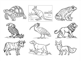 the animal bird and flower black vector bundle