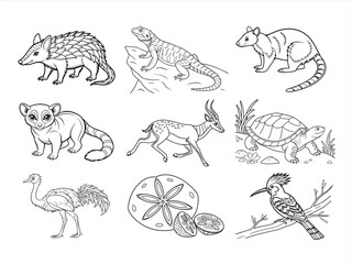 the animal bird and flower black vector bundle