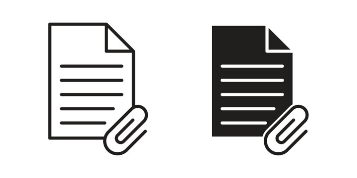 Attach document icon outline vector set. icon vector isolated on white background. EPS 10