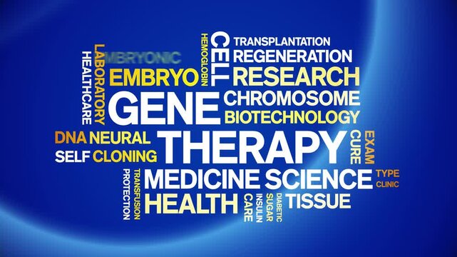 Gene Therapy animated word cloud-text design animation tag kinetic typography seamless loop.