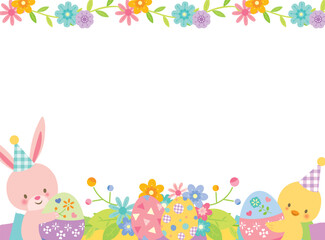 イースターエッグとうさぎのかわいいフレーム © imoan