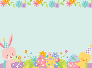 イースターエッグとうさぎのかわいいフレーム © imoan