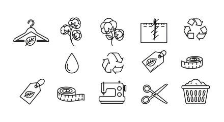 Fototapeta premium Sustainable fashion icons and symbols illustration