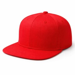 Fototapeta premium Vibrant red baseball cap with curved brim and button on top