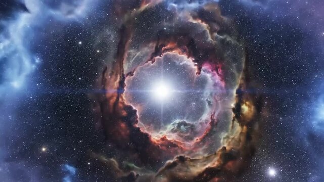 Exploration of the Rosette Nebula in deep space with bright stars and colorful gases