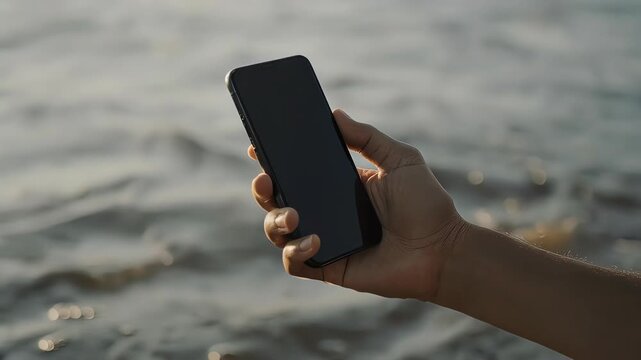 Close Up of Hand Holding Smartphone Outdoors with Natural Light