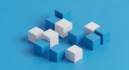 Obraz premium Vibrant blue and white cubes arranged in dynamic modern pattern