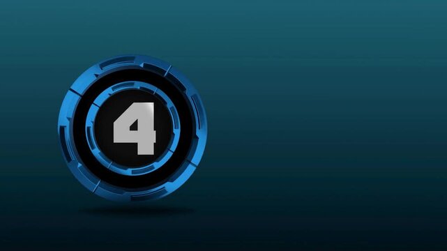 A blue and black circle with a white number 4