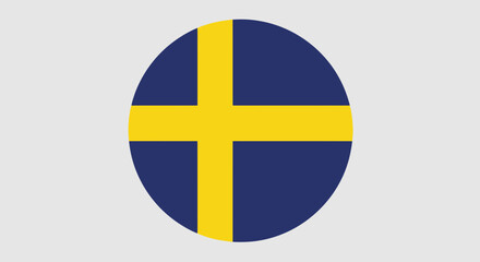 swedish flag icon, sweden symbol, blue and yellow circle
