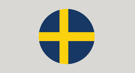 Obraz premium swedish flag circle, blue and yellow symbol