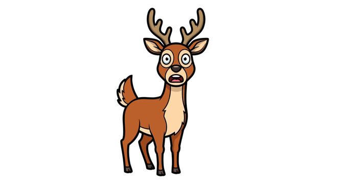 surprised deer, cartoon animal, wildlife illustration