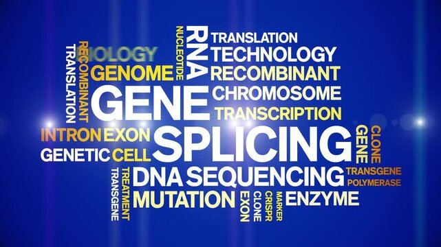 Gene Splicing animated word cloud-text design animation tag kinetic typography seamless loop.