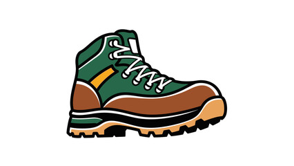Green and brown hiking boot illustration