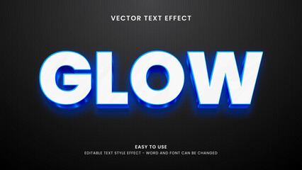 glow editable text effect 3d vector
